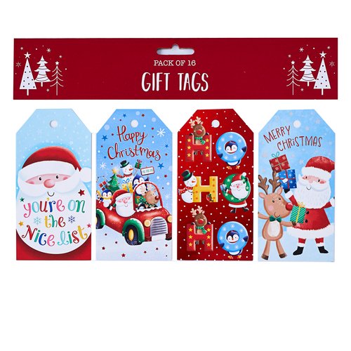 PARTISAN GIFT TAGS  - SANTA (Pack of 16)