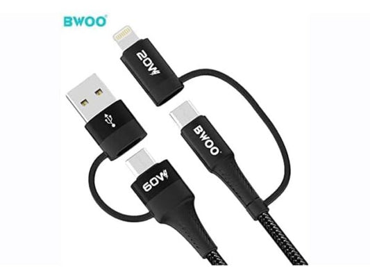 BWOO 4 In 1 Plugin Fast Charging Cable Black BO-X212
