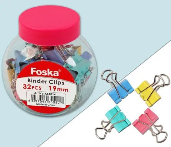 Foska Binder Clips 19mm (x32)