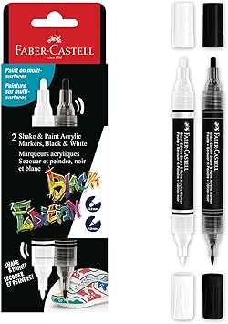 Faber-Castell  Shake & Paint Markers: Black & White - 2 Dual Tip Paint Markers