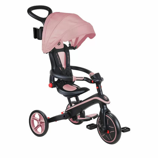 Globber Foldable Explorer Trike 4 in 1 - with Parent Handle - Pastel Pink