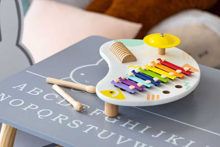 Table with instruments musical table cymbals