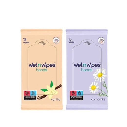 Wet N Wipes - Offer x4 packets (2 Vanilla and 2 Camomile)