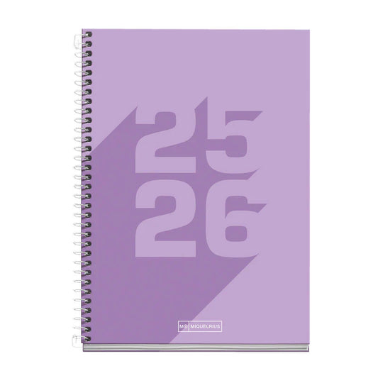 A5 Miquelrius Scholastic Diary Day Per Page 2025/26 - Basic Mauve