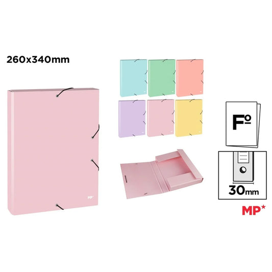 A4 Elastic Cardboard Box File (Pastel Colours Assorted)