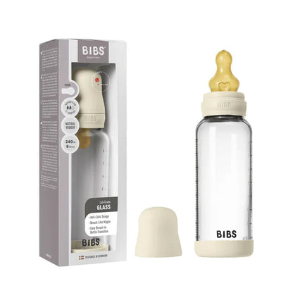 BIBS Baby Glass Bottle Complete Set 240ml - Ivory (Medium Flow)
