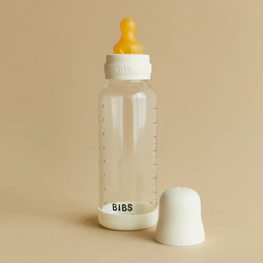 BIBS Baby Glass Bottle Complete Set 240ml - Ivory (Medium Flow)