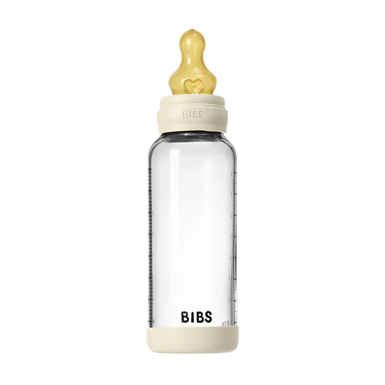 BIBS Baby Glass Bottle Complete Set 240ml - Ivory (Medium Flow)