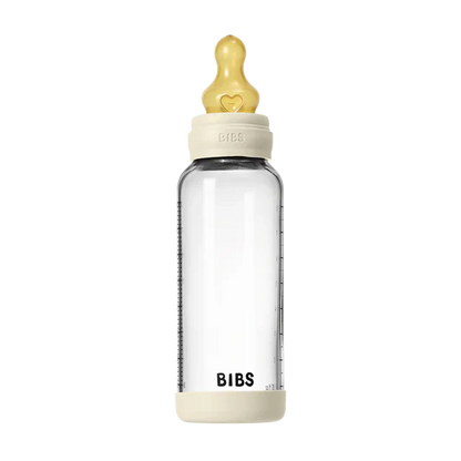 BIBS Baby Glass Bottle Complete Set 240ml - Ivory (Medium Flow)