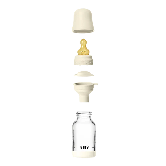BIBS - Baby Glass Bottle Set, Boheme 120ml Latex - Ivory (Slow Flow)
