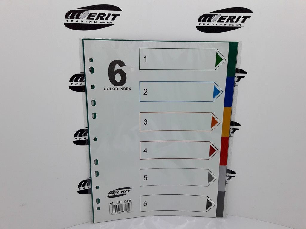 Dividers PVC A4 - Multi Colour x6