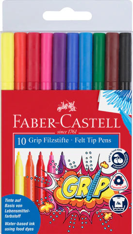 Faber Castell Colour Markers Grip - Wallet x 10 Assorted Colors
