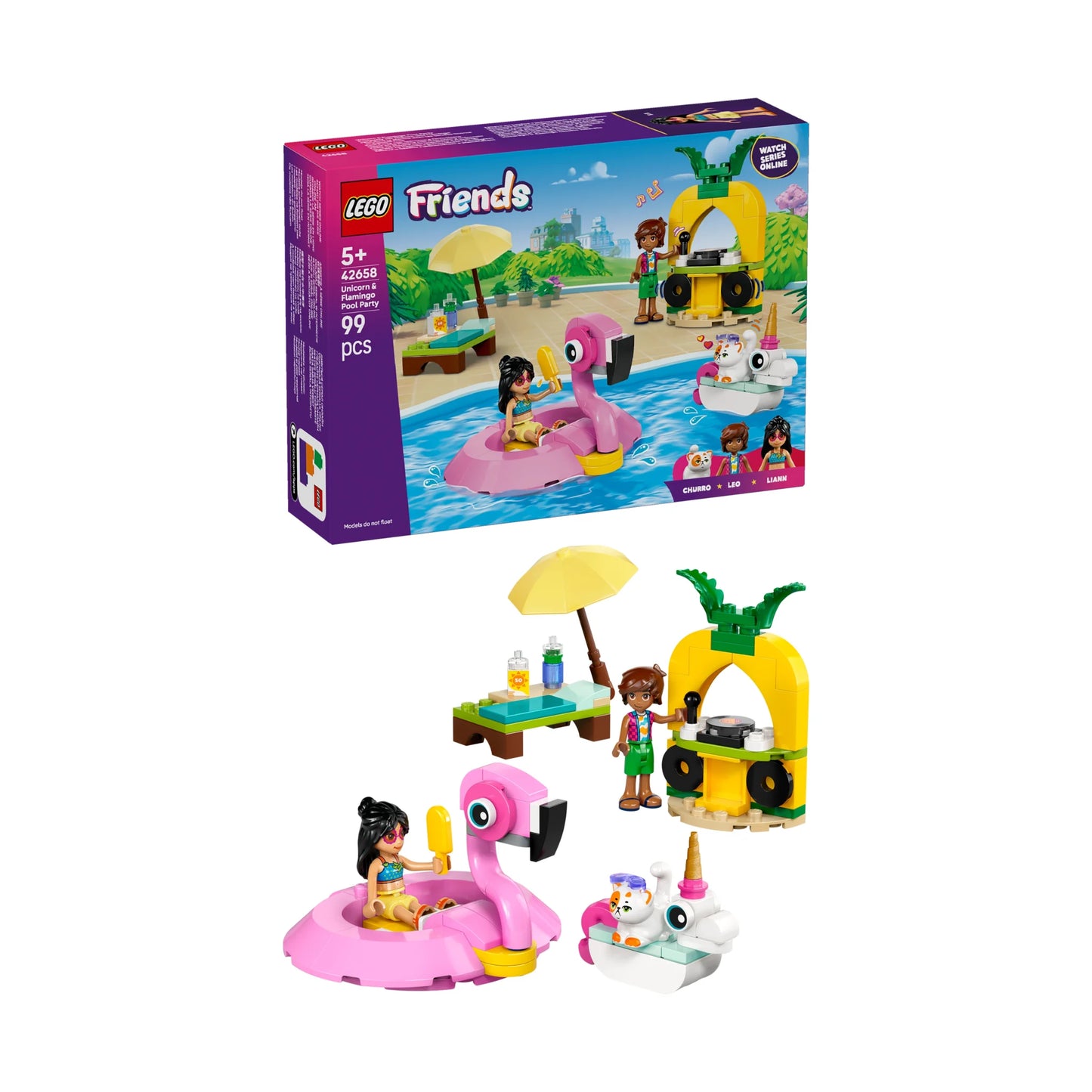 LEGO Friends Unicorn & Flamingo Pool Party 99 Pcs
