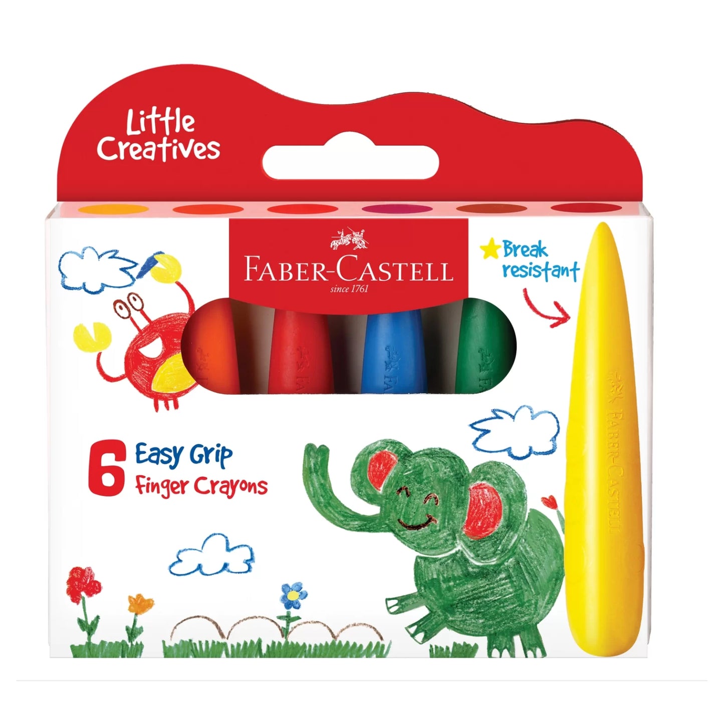 Faber-Castell Easy Grip Finger Crayons x6 3yrs+