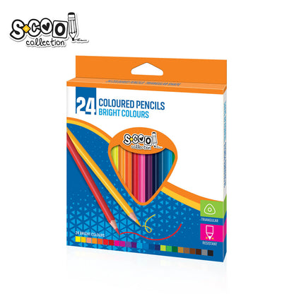 24 COLOURED PENCILS BRIGHT COLOURS