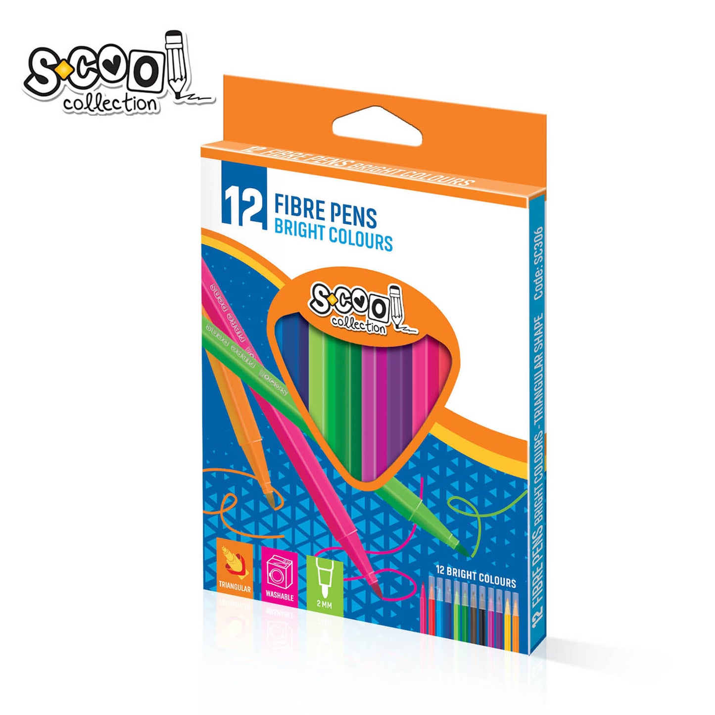 FIBRE PENS TRIANGULAR 12PCS SC306