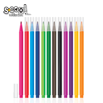 FIBRE PENS TRIANGULAR 12PCS SC306