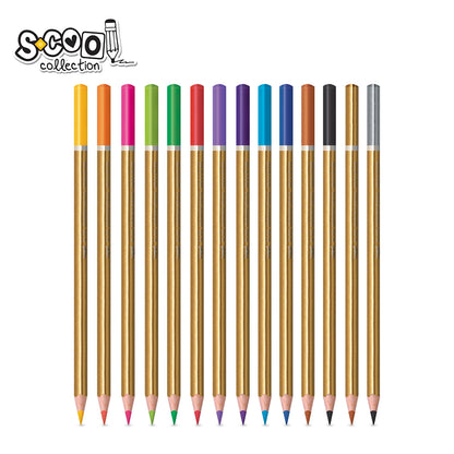 COLOURED PENCILS 14PCS INC. GOLD AND SILVER SC323