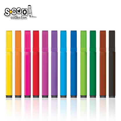 FIBRE PENS JUMBO PVC PACK 12PCS SC326