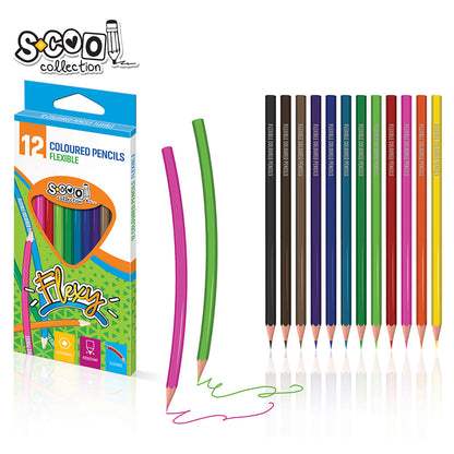 FLEXY COLOURED PENCILS SET 12PCS HEXAGONAL SHAPE SC599