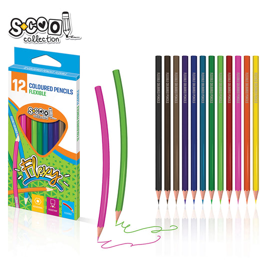 FLEXY COLOURED PENCILS SET 12PCS HEXAGONAL SHAPE SC599