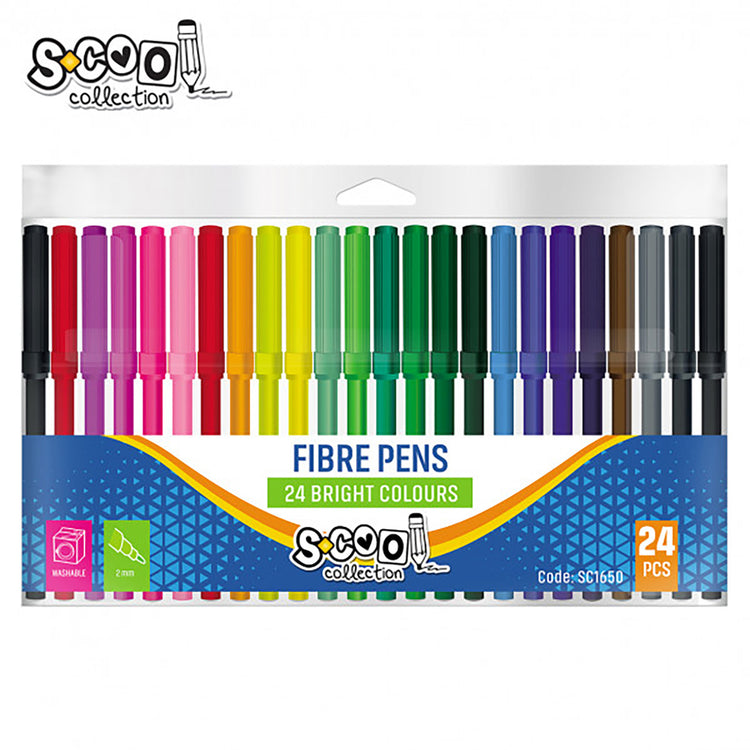 FIBRE PENS PVC PACK 24PCS