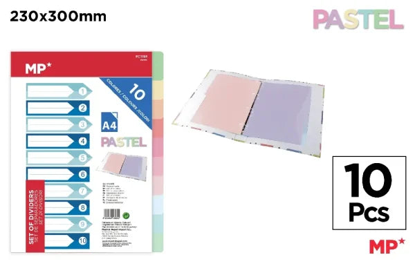 MP 10 Pastel Colours Plastic Dividers