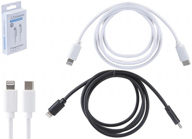 Juice Bank Usb-C Lightning 2.4A Charge Cable 1M Black