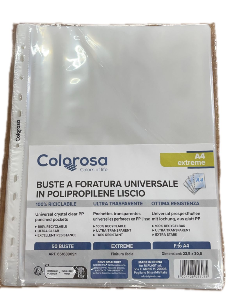 Colorosa - Punched Pockets A4 - Pack of 50 (thick)