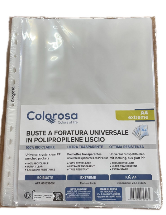 Colorosa - Punched Pockets A4 - Pack of 50 (thick)