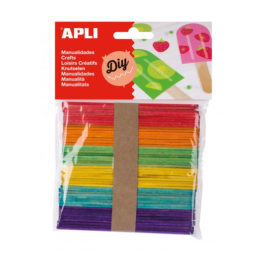 Wooden sticks assorted colours 50 u.