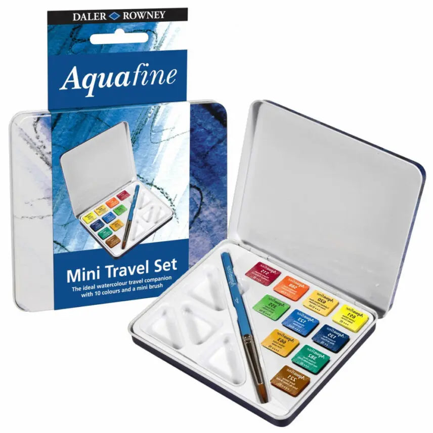 Daler Rowney Aquafine Watercolours Mini Travel Set of 10