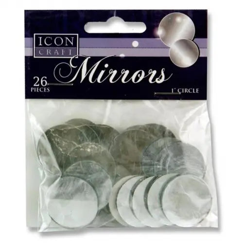 Icon Craft Round Mirrors 1 Inch Pack of 26 Pieces - For Craft Projects