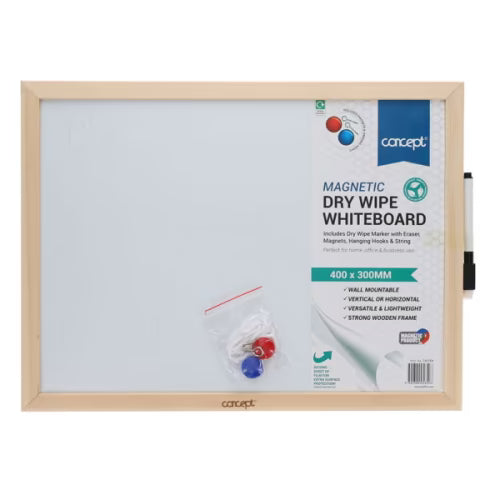 Concept Magnetic Dry Wipe Whiteboard 40x30cm Perfect for Offices and Classrooms