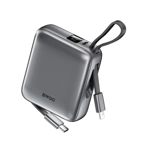 BWOO 10000mAh POWER BANK with TYPE C/LIGHTNING CHARGING CABLE