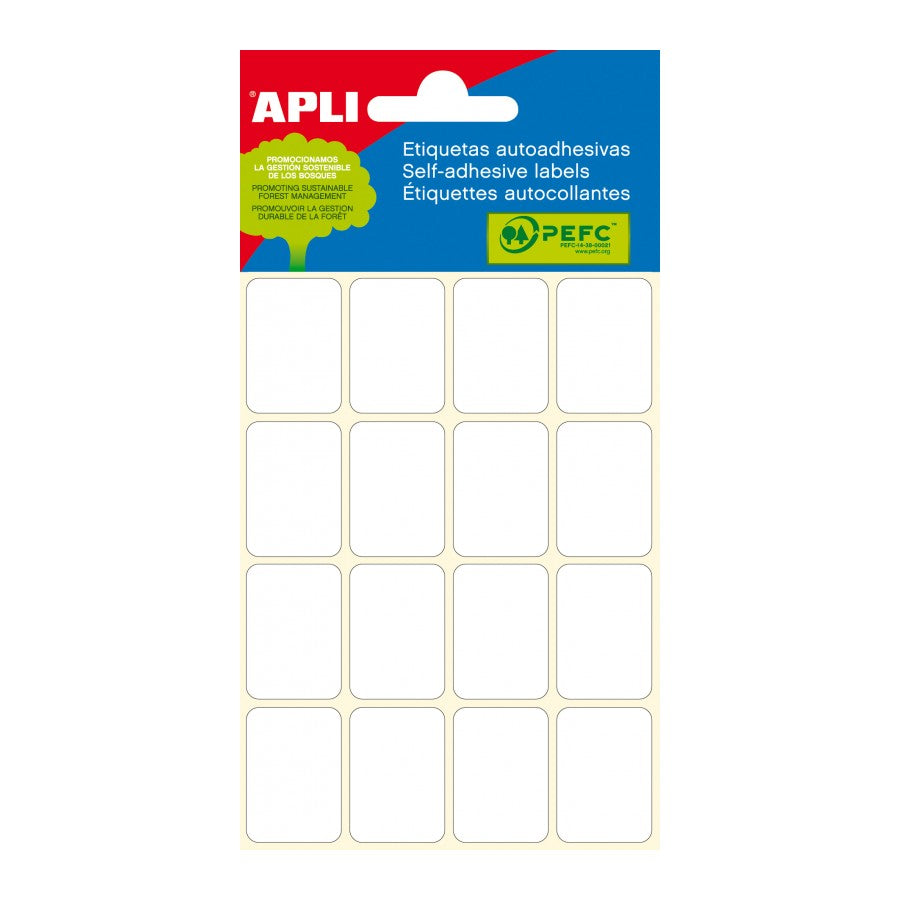 White mini bag labels 19.0 x 27.0 mm 6 sheets