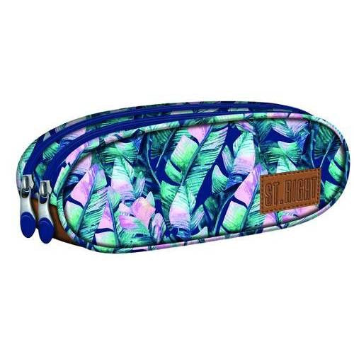 Blue Leaves 2 compartment pencil case