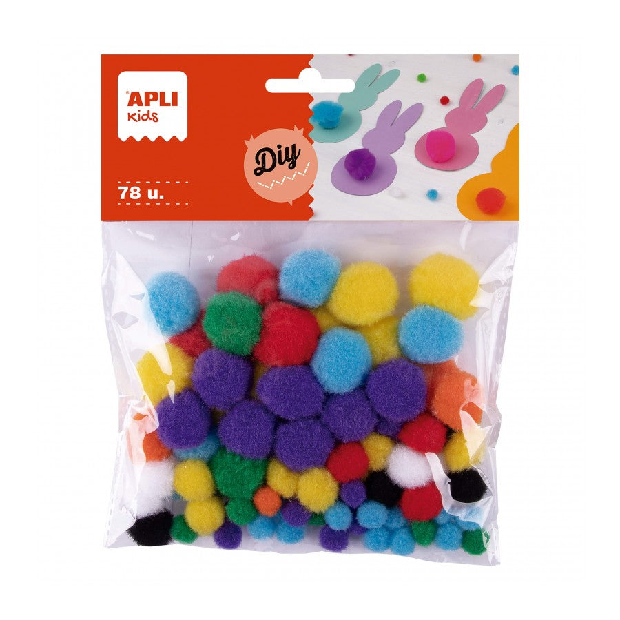 Pom-poms assorted colours 78 u.