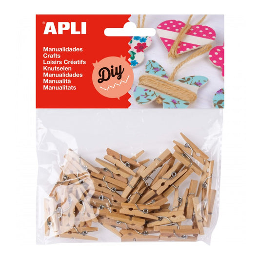 Mini pegs in natural wood 45 u.