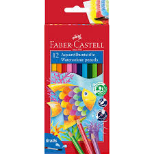 Faber Castell 12 Watercolour Pencils with free paintbrush