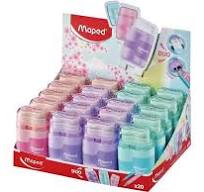 Maped Pencil Sharpeners 2 hole  and rubber - pastel colours