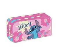 MUST TEAM School Barrel Pencil Case Disney Stitch Pink 2 Zippers