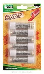 Glitter powder 6 tubes - silver