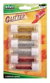 Glitter powder 6 tubes - silver/gold/red