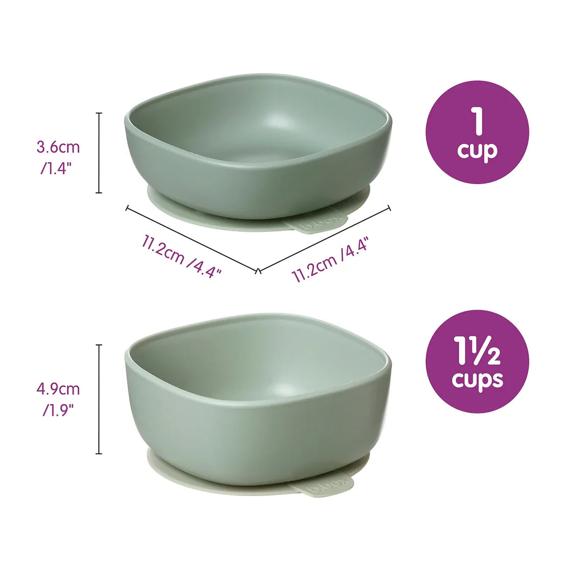 b.box 2 in 1 Suction Bowl Sage