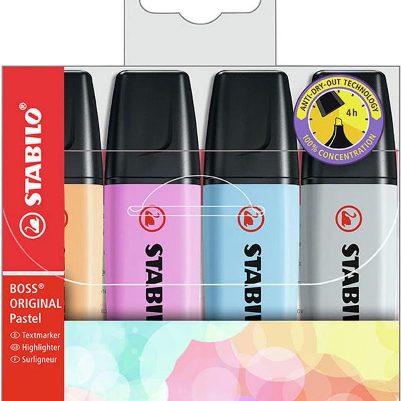 Stabilo Boss Original Highlighter Assorted Pastel (Pack of 4)