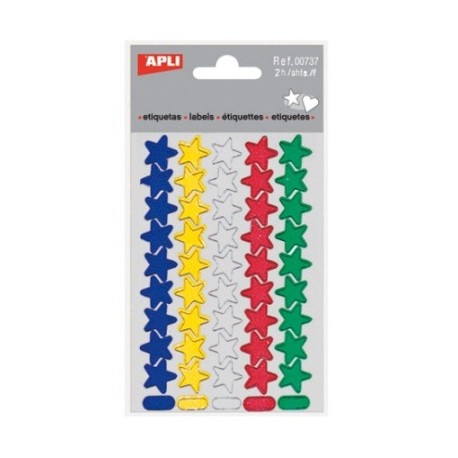 Apli Assorted Colours Sticker Stars Pack 90 stars