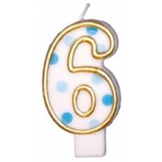 Candle Number 6 Blue