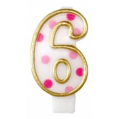 Candle Number 6 Pink