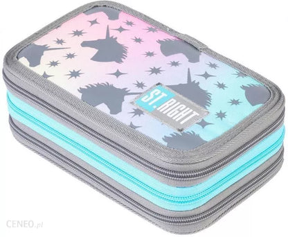 OMBRE UNICORN 3 compartment pencil case with accessories
